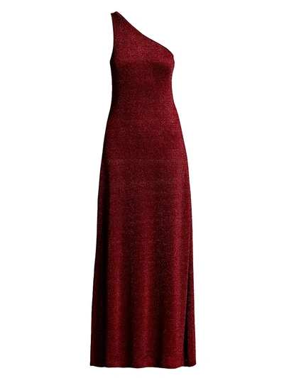 Missoni Women's One-shoulder Metallic Knit Gown In Red