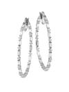 Adriana Orsini Silvertone Cubic Zirconia Thin Hinged Hoop Earrings In Rhodium