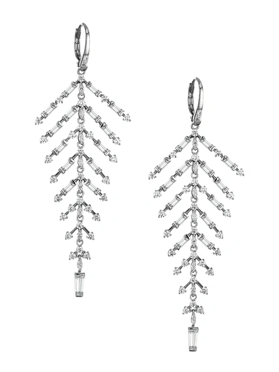 Adriana Orsini Silvertone Cubic Zirconia Lace Flexi Drop Earrings In Rhodium