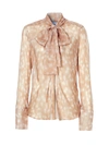 Burberry Amelie Deer Print Pussybow Blouse In Soft Fawn