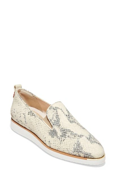 Cole Haan Women's Grand Ambition Slip-on Snakeskin-embossed Leather Sneakers In Light Gray