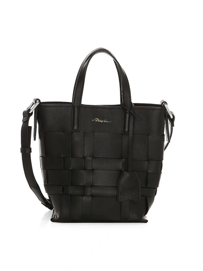 3.1 Phillip Lim / フィリップ リム Women's Mini Odita Modern Lattice Leather Bucket Bag In Black