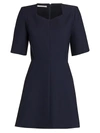 Stella Mccartney Wool-blend Mini Dress In Navy