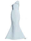 Alexia Maria Silk Faille One-shoulder Gown In Light Blue