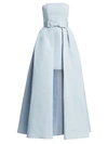 Alexia Maria Silk Faille Strapless Minidress With Convertible Bow Skirt In Light Blue