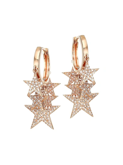 Nina Gilin Women's 18k Rose Gold & Diamond Pavé Star Charm Hoop Earrings