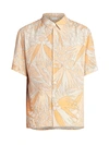 Saint Laurent Men's Retro Floral Short-sleeve Shirt In Orange Taupe