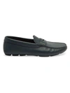 Prada Men's Leather Penny Driving Loafers In Blue