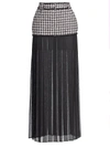 Balmain Women's Chiffon-trimmed Tweed Maxi Skirt In Noir Rose