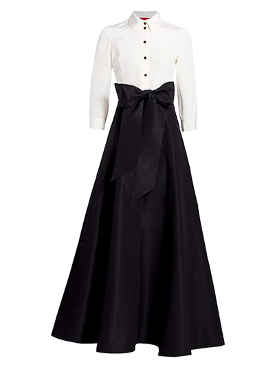 Carolina Herrera Icon Contrast Silk Trench Gown In White / Black