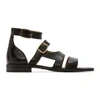 Fendi Men's Vitello Spazzolato Leather Sandals In Black