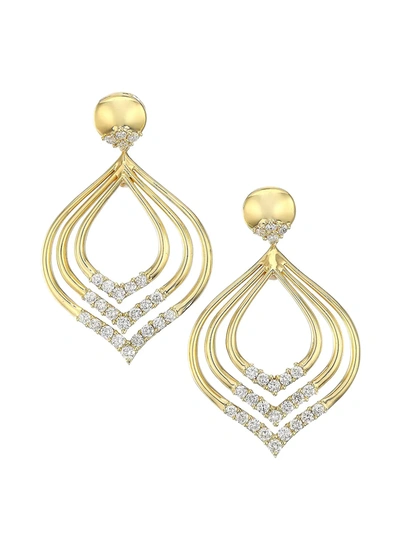 Alberto Milani Via Brera 18k Yellow Gold & Diamond Triple Hombus Leaf Drop Earrings