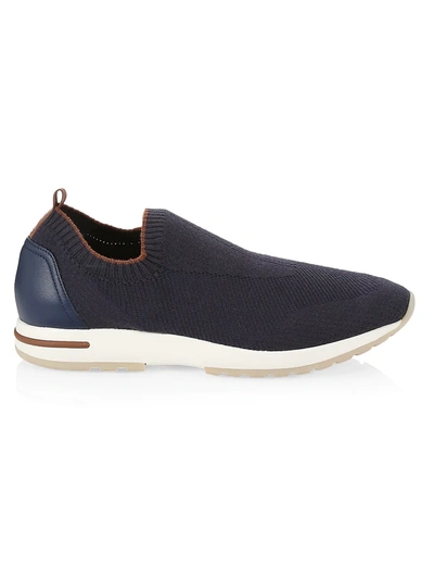 Loro Piana Flexy Walk Active Cashmere Knit Sneakers In Galaxy Blue