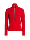 Moncler Grenoble Three-quarter Zip Fleece Insulator Sweater In Bright Red