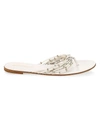 Gianvito Rossi Beaded Leather Thong Sandals In White