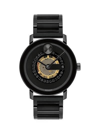 Movado Bold Evolution Exposed Movement Watch In Black