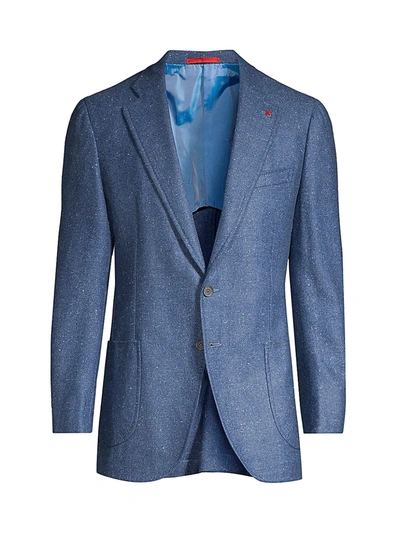Isaia Classic-fit Donegal Cashmere Sportcoat In Blue