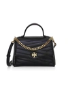 Tory Burch Kira Small Chevron Leather Top Handle Bag In Black