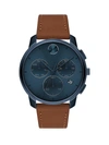 Movado Men's Bold Chronograph Stainless Steel & Leather Strap Watch In Blue