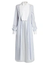 Loewe Women's Split-front Cotton Shirtdress In White Blue