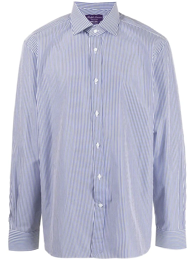 Polo Ralph Lauren Aston Striped Tailored Long-sleeve Dress Shirt In Medium Blue