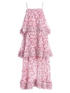 Amur Women's Nicola Tiered Midi Dress In Frozen Rose Pressed Floral