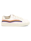Soludos Women's Rainbow Wave Embroidered Leather Sneakers In White