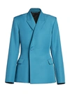 Balenciaga Women's Single Button Jacket In Petrol Blue