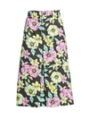 Balenciaga Floral Pleated A-line Skirt In Black Multi