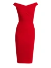 Roland Mouret Women's Amarula Off-the-shoulder Wool Sheath Dress In Crimson