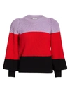 A.l.c Women's Sammy Colorblock Puff-sleeve Sweater In Wisteria Red Black