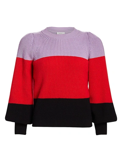A.l.c Women's Sammy Colorblock Puff-sleeve Sweater In Wisteria Red Black