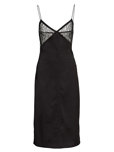 Bottega Veneta Lace Cup Satin Slip In Nero