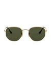 Ray Ban Hexagonal Legend Gold Sonnenbrillen Gold Fassung Grün Glas 48-21 In Dark Green