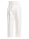 Brunello Cucinelli Paperbag Cotton Linen Trousers In White