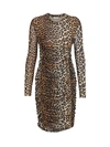 Ganni Women's Leopard Print Mesh Dress