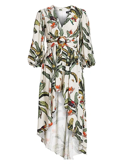 Patbo Tropical-print High-low Romper In Off White