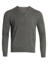 Loro Piana Men's Scollo Cashmere V-neck Sweater In Grey