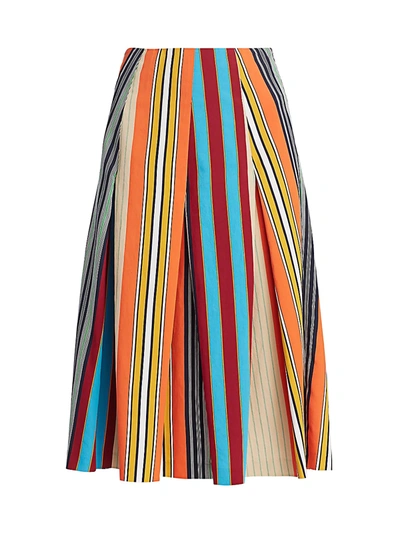 Akris Punto Women's Parasol Stripe Pleated A-line Skirt In Parasol Stripe Multi