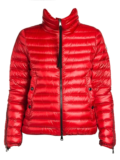 Moncler Basane Stand Collar Puffer In Bright Red