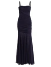 Herve Leger Women's Sleeveless Draped Tulle Gown In Dark Navy