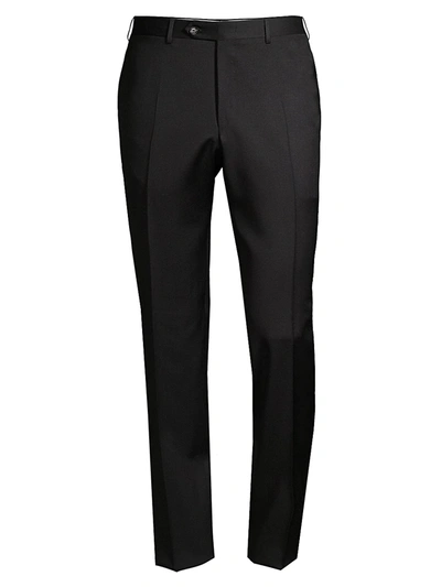 Canali Super 130's Wool Trousers In Black