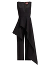 Solace London Rena Peplum Ruffle Cropped Jumpsuit In Black