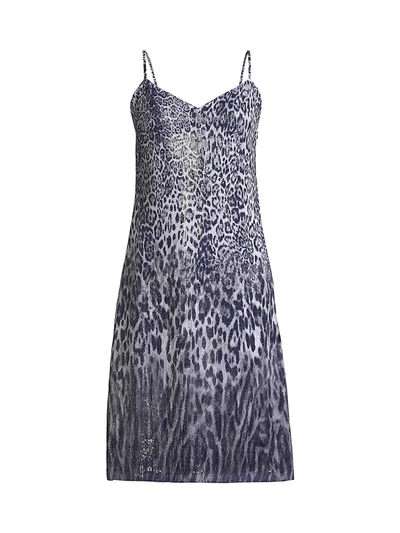 Elie Tahari Yesmina Metallic Leopard-print Shift Dress In Quartz Mul