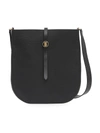 Burberry Anne Leather Saddle Bag In Black/gold Grainy Leather