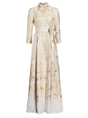 Teri Jon Brocade Shirt Gown In Gold