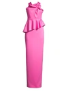 Black Halo Jalil Peplum Column Gown In Pink Wink