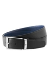 Montblanc Men's Trapeze Adjustable Cut-to-size Reversible Leather Belt In Black