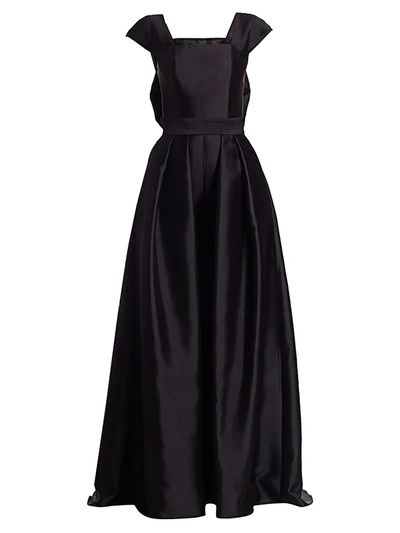 Alexia Maria Georgine Silk Wool Jumpsuit With Convertible Skirt In Black
