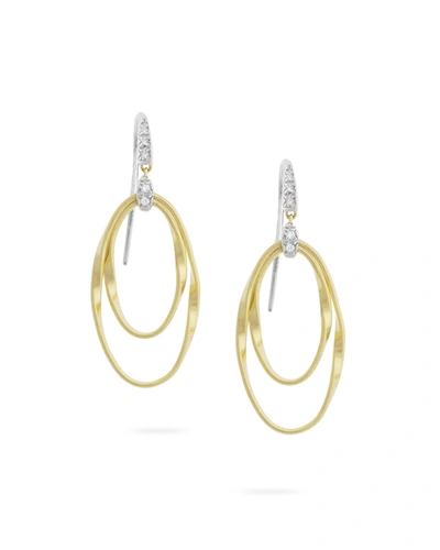 Marco Bicego 18k Gold Marrakech Onde Double Concentric Hook Earrings With White Diamond In Yellow Gold